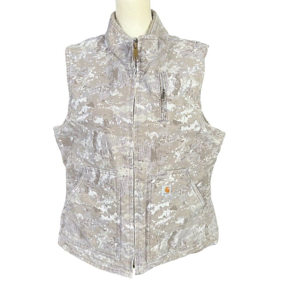 Carhartt Women's Washed Duck Sherpa Lined Digital Camo Limited Edition Vest Size